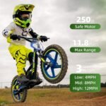 Lightweight Electric Dirt Bike for Kids, 170/340W Electric Motorcycle Up to 10/12MPH, 24V Detachable Battery, Hand-Operated Dual Brakes Electric Balance Bike for Ages 3-6/5-12 - Image 4