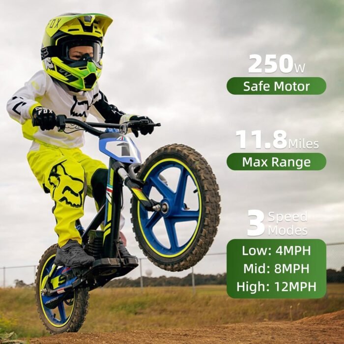 Lightweight Electric Dirt Bike for Kids, 170/340W Electric Motorcycle Up to 10/12MPH, 24V Detachable Battery, Hand-Operated Dual Brakes Electric Balance Bike for Ages 3-6/5-12 - Image 4