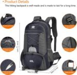 Hiking Backpack Large Capacity Camping Backpack Lightweight Waterproof Durable Multifunctional Outdoor Travel Daypack with shoe compartment(50-60L) - Image 9