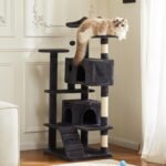 Sweetcrispy 54 Inch Cat Tree Tower, Multi-Level with Cat Scratching Post, Indoor Cat Condo with Climbing Ladder, Plush Toy, Play House for Cat, Grey - Image 3