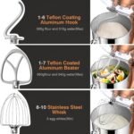 Mini Angel Stand Mixer,10-Speed 5QT Kitchen Electric Mixer,Tilt-Head Food Mixer with Dough Hook, Wire Whisk, Flat Beater, Stainless Steel Bowl (Champagne) - Image 4