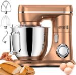 Mini Angel Stand Mixer,10-Speed 5QT Kitchen Electric Mixer,Tilt-Head Food Mixer with Dough Hook, Wire Whisk, Flat Beater, Stainless Steel Bowl (Champagne) - Image 6