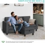 Shintenchi Upholstered Convertible Sectional Sofa for Living Room, 3 Seat L Shaped Couches with Storage Function Ottoman, Modern Linen Convertible Sofas with Reversible Chaise - Image 3