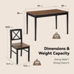 5-Piece Dining Table Set with 4 Chairs | Space-Saving Metal Frame & MDF Tabletop | Compact Kitchen/Dining Furniture for Small Spaces | Easy to Clean & Assemble (Light Brown) - Image 3