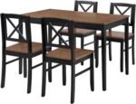 5-Piece Dining Table Set with 4 Chairs | Space-Saving Metal Frame & MDF Tabletop | Compact Kitchen/Dining Furniture for Small Spaces | Easy to Clean & Assemble (Light Brown) - Image 5