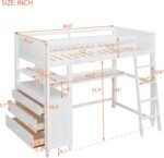 Harper & Bright Designs Twin Size Loft Bed with Desk and Dresser, Wooden Loft Bed Twin with Storage Drawers and Shelves for Kids Teens Adults, No Box Spring Needed, White - Image 3