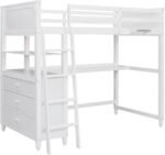 Harper & Bright Designs Twin Size Loft Bed with Desk and Dresser, Wooden Loft Bed Twin with Storage Drawers and Shelves for Kids Teens Adults, No Box Spring Needed, White - Image 4