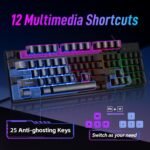 CHONCHOW Wired Gaming Keyboard, 104 Keys Full Size, with Anti-Ghosting and Multimedia Keys, LED Backlit Light Up Keyboard for PC Mac Laptop Desktop, Gaming or Office - Image 5