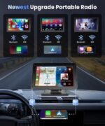 Podofo Portable Car Stereo Wireless Carplay Android Auto,7 Inch Touch Screen Car Radio with Bluetooth Hands-Free/Mirror Link/Maps Navigation/Voice Control/TF Card/AUX,for Cars, Trucks, SUVs - Image 4