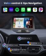Podofo Portable Car Stereo Wireless Carplay Android Auto,7 Inch Touch Screen Car Radio with Bluetooth Hands-Free/Mirror Link/Maps Navigation/Voice Control/TF Card/AUX,for Cars, Trucks, SUVs - Image 5