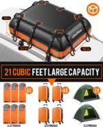 Car Rooftop Cargo Carrier Bag, 21 Cubic Feet Waterproof Heavy Duty 840D Car Roof Bag for All Vehicle with/Without Racks - Anti-Slip Mat, 6 Door Hooks, Storage Bag, 2 Extra Straps - Image 3