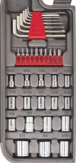 Apollo Tools 79 Piece Multi-Purpose SAE and Metric Tool Set with Sockets for the Garage, Home or on the Road. Includes Essential Tools for Vehicle Maintenance and Repairs - Red- DT9411 - Image 3