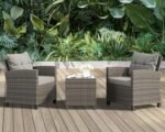Shintenchi 3 Pieces Patio Furniture Set 3 Pieces PE Rattan Wicker Chairs with Table Outdoor Furniture for Backyard/Garden/Poolside/Outdoor Restaurant Gary Rattan with Gary Cushion - Image 3