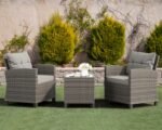 Shintenchi 3 Pieces Patio Furniture Set 3 Pieces PE Rattan Wicker Chairs with Table Outdoor Furniture for Backyard/Garden/Poolside/Outdoor Restaurant Gary Rattan with Gary Cushion - Image 4