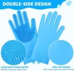 Pecute Pet Grooming Gloves - Heat Resistant Silicone Gloves with High-Density Teeth, Enhanced Five Finger Design for Bathing and Massaging Dogs and Cats, Blue - Image 4