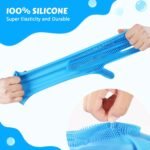 Pecute Pet Grooming Gloves - Heat Resistant Silicone Gloves with High-Density Teeth, Enhanced Five Finger Design for Bathing and Massaging Dogs and Cats, Blue - Image 5
