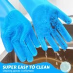 Pecute Pet Grooming Gloves - Heat Resistant Silicone Gloves with High-Density Teeth, Enhanced Five Finger Design for Bathing and Massaging Dogs and Cats, Blue - Image 6