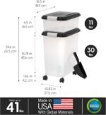 IRIS USA Dog Food Storage Container, 30 lbs & 11 lbs Combo, Cat Food Storage Container, Dog Treat Container, Airtight, Stackable, 2-Cup Scoop, Wheels, Easy Mobility, Black - Image 4