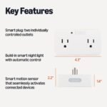 Amazon Basics Dual Smart Plug with Motion Sensor and Night Light, Works with Alexa Only, 2.4 GHz Wi-Fi, No Hub Required, 4.33 x 2.36 x 1.38 in, White - Image 3
