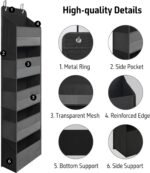 Over Door Organizer with 5 Large Pockets, Heavy Duty Hanging Organizer Storage, Closet Bathroom Nursery Bedroom Dorm, Toys Cosmetics Sundries and Baby Essentials, Black - Image 4