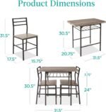 Best Choice Products 3-Piece Modern Dining Set, Space Saving Dinette for Kitchen, Dining Room, Small Space w/Steel Frame, Built-in Storage Rack - Gray/Black - Image 3