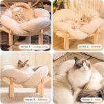 CHEERHOME PETS Elevated Cat Bed Wooden with Cushion Fluffy Pet Couch Sofa for Indoor Cats Raised Kitty Lounge Chair Suitable for Puppy, Cat Furniture(White) - Image 6