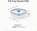 Anyday 5.5-Cup Square Glass Food Storage with Glass Lid | Plastic-Free Meal Prep & Microwave Cookware | Stackable Airtight Storage Container with Vented Lid for Microwave-Safe Reheating - Image 3