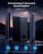 Sound Bar for Smart TV 2.1CH 190W Peak Power Soundbar with Subwoofer Detachable 2-in-1 BT 5.4 Surround Sound System 12L Deep Bass for PC Game with HD-ARC/Opt/USB/AUX Home Theater - Image 3