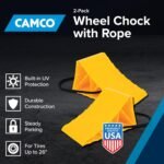Camco Camper & RV Wheel Chock with Rope - Keeps Trailer in-Place to Safely Unhitch or Park - Compatible with Wheels Up to 26” in Diameter & Molded of Heavy-Duty Hard Plastic - 2-Pack - 44471 - Image 3