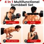 Adjustable Dumbbell Set, 20/33/45/70/90lbs Free Weight Set with Connector, 4 in1 Dumbbells Set Used as Barbell, Kettlebells, Push up Stand, Weight Set for Home Gym Suitable Men/Women - Image 3