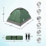 2-Person Camping Tent - Shelter with Rain Fly and Carrying Bag - Lightweight Outdoor Tent for Backpacking, Hiking, and Beach by Wakeman (Green) - Image 3