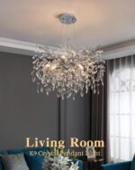 Modern Tree Branch Crystal Chandelier Luxury Silver Crystal Pendant Lighting 23.6" Contemporary 8-Light Chandeliers for Dining Room Kitchen Bedroom Living Room - Image 4