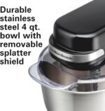 Hamilton Beach Electric Stand Mixer, 4 Quarts, Dough Hook, Flat Beater Attachments, Splash Guard 7 Speeds with Whisk, Black - Image 5