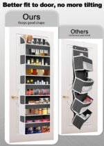 1 Pack Over The Door Organizer Storage, Hanging Organizer Closet with 5 Large Pockets 10 Mesh Pockets, 44 lbs Weight Capacity, Behind Door Storage for Nursery Bedroom Bathroom (Dark Grey) - Image 3