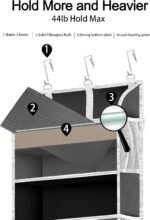 1 Pack Over The Door Organizer Storage, Hanging Organizer Closet with 5 Large Pockets 10 Mesh Pockets, 44 lbs Weight Capacity, Behind Door Storage for Nursery Bedroom Bathroom (Dark Grey) - Image 4