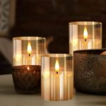 Glass Battery Operated LED Flameless Candles with Remote and Timer, Real Wax Candles Warm Color Flickering Light for Festival Wedding Home Party Decor(Pack of 3)-Gold - Image 3