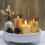 Glass Battery Operated LED Flameless Candles with Remote and Timer, Real Wax Candles Warm Color Flickering Light for Festival Wedding Home Party Decor(Pack of 3)-Gold - Image 4