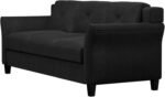 Lifestyle Solutions Harrington Sofa Upholstered Microfiber Fabric Curved Arms, Black - Image 5