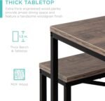 Best Choice Products 45.5in 3-Piece Bench Style Dining Furniture Set, 4-Person Space-Saving Dinette for Kitchen, Dining Room w/ 2 Benches, Table - Brown/Black - Image 5