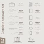 Pots and Pans Set, 23-Piece Non Stick Cookware & Bakeware Sets with Plaid Pattern, Stackable Design, Dishwasher Safe, Stain-resistant, Oven & All-Stove Safe, Tempered Glass Lid, Black - Image 3