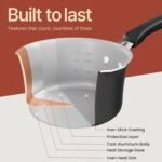 Pots and Pans Set, 23-Piece Non Stick Cookware & Bakeware Sets with Plaid Pattern, Stackable Design, Dishwasher Safe, Stain-resistant, Oven & All-Stove Safe, Tempered Glass Lid, Black - Image 4