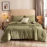 ROSGONIA Queen Comforter Set Olive Green, 3pcs Bedding Sets Queen (1 Boho Olive Comforter & 2 Pillowcases), All Season Lightweight Blanket Quilt - Image 3