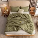 ROSGONIA Queen Comforter Set Olive Green, 3pcs Bedding Sets Queen (1 Boho Olive Comforter & 2 Pillowcases), All Season Lightweight Blanket Quilt - Image 6