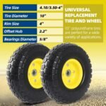 (2-Pack) 10-Inch Solid Tire Wheels - Replacement 4.10/3.50-4" Flat Free Tires and Wheels with 5/8" Axle Bore Hole Bearings, 2.17" Offset Hub -Perfect for Hand Truck, Wheelbarrow, Gorilla Carts - Image 3