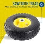 (2-Pack) 10-Inch Solid Tire Wheels - Replacement 4.10/3.50-4" Flat Free Tires and Wheels with 5/8" Axle Bore Hole Bearings, 2.17" Offset Hub -Perfect for Hand Truck, Wheelbarrow, Gorilla Carts - Image 4