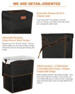 Car Trash Can with Lid, Cute Leakproof Car Trash Garbage Bag Hanging Vehicle Trash Bin Small Portable Automotive Garbage Cans Organizer for Back/Front Seat/Console(Trapezoid,Black) - Image 5