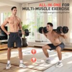 Adjustable Dumbbells, 20/30/40/55/60/70/80/90lbs Free Weight Set with Connector, 2 or 3 in 1 Dumbbells Used as Barbell, Kettlebells, Fitness Exercises for Home Gym Suitable for Men/Women - Image 3