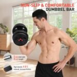 Adjustable Dumbbells, 20/30/40/55/60/70/80/90lbs Free Weight Set with Connector, 2 or 3 in 1 Dumbbells Used as Barbell, Kettlebells, Fitness Exercises for Home Gym Suitable for Men/Women - Image 5