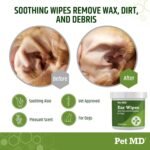 Pet MD - Dog Ear Cleaner Wipes - Otic Cleanser for Dogs to Stop Ear Itching, and Infections with Aloe and Eucalyptus - 100 Count - Image 3