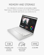 HP Chromebook 14 Laptop, Intel Celeron N4000 Processor, 4 GB RAM, 32 GB eMMC, 14” HD Display, Chrome, Lightweight Computer with Webcam and Dual Mics, Home, School, Music, Movies (14a-na0021nr, 2021) - Image 4